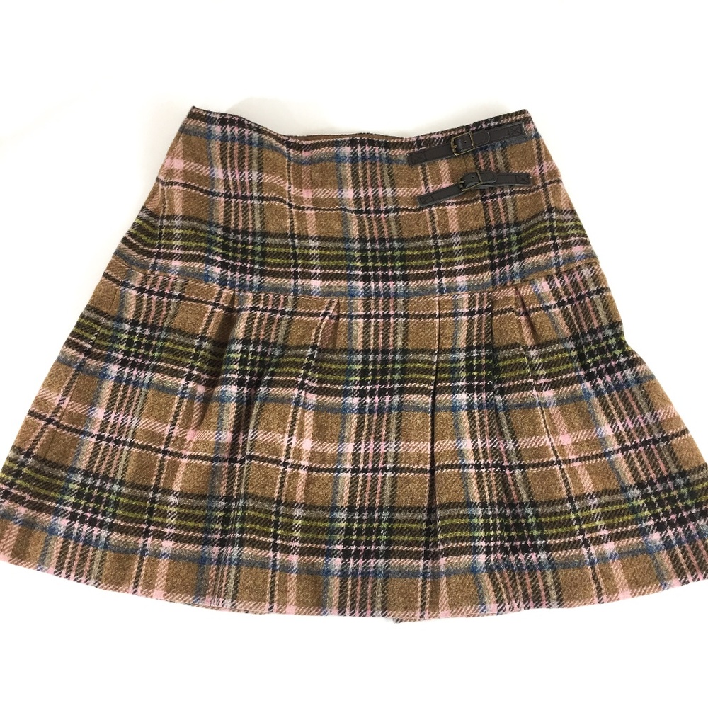 Boden British Tweed by Moon Skirt Brown Plaid 6